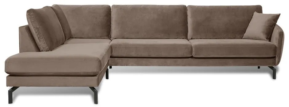 Divano angolare in velluto marrone-beige (angolo sinistro) Magic - Scandic