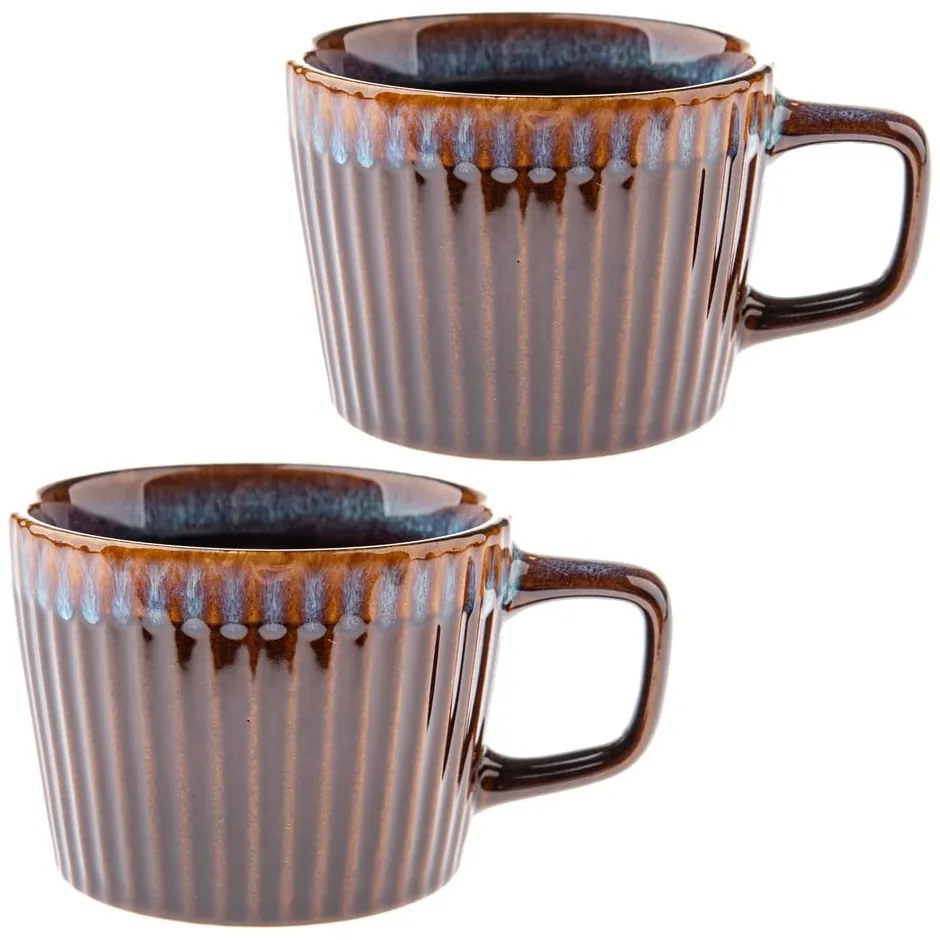 Tazze in set per cappuccino blu/marroni in gres 2 pz 190 ml Tone – Dakls