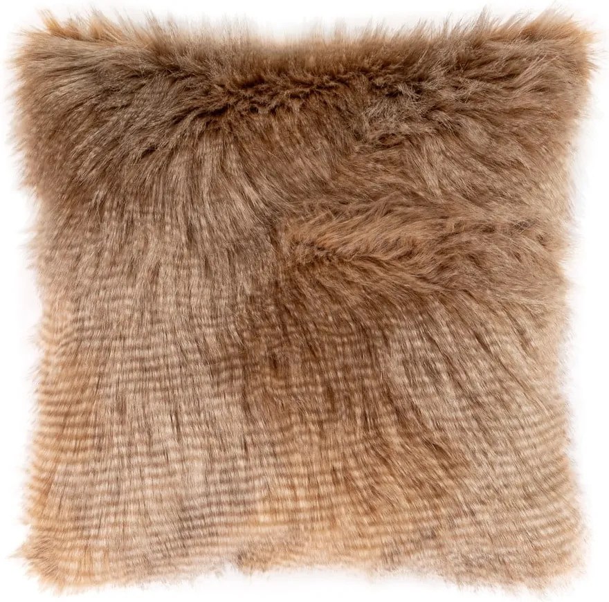 Federa in pelliccia sintetica marrone, 45 x 45 cm - Tiseco Home Studio