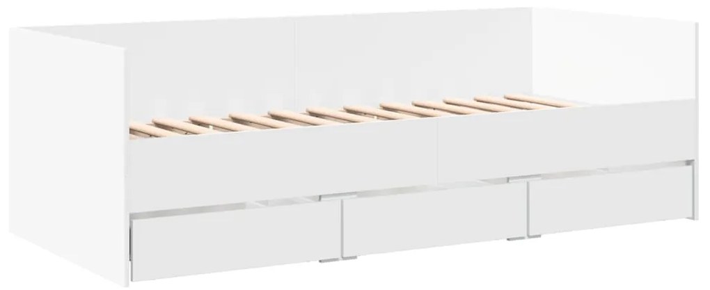 Divano letto con cassetti bianco 90x190 cm in legno multistrato