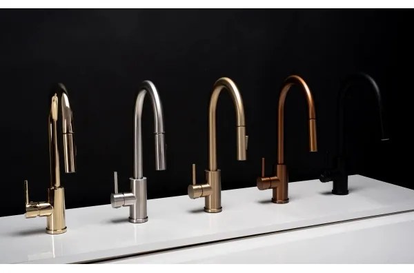 REA-B9148 - Miscelatore per lavello con doccetta estraibile FRESH 39,5 cm, finitura oro spazzolato