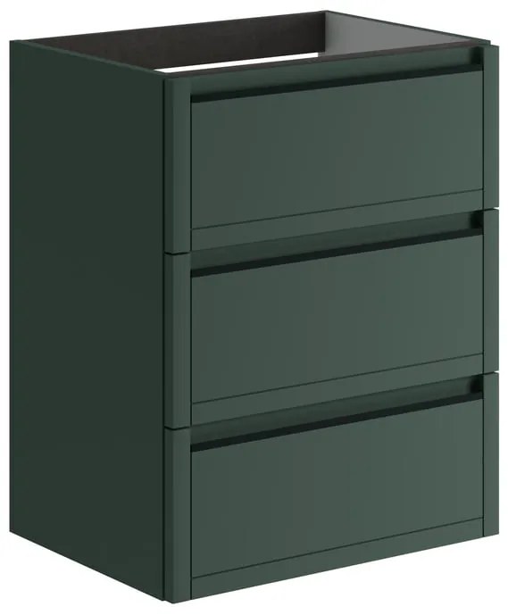 Mobile da bagno sospeso sotto lavabo L 59.5 x H 78 x P 45.5 cm verde opaco, 3 cassetti TRATTO