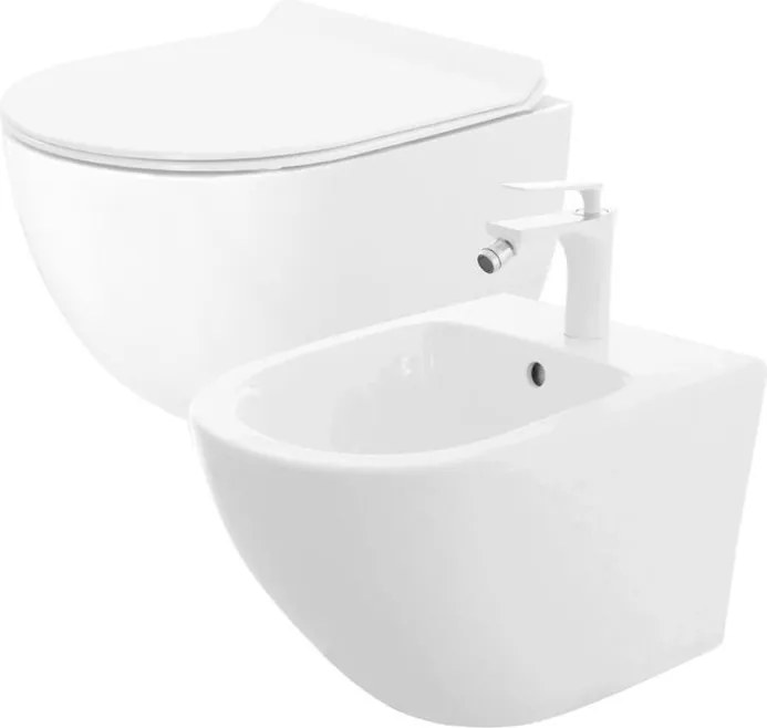 Set WC vaso + BIDET CARTER BIANCO SOSPESO
