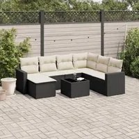 Set Divani da Giardino con Cuscini 8 pz Nero in Polyrattan 3251643