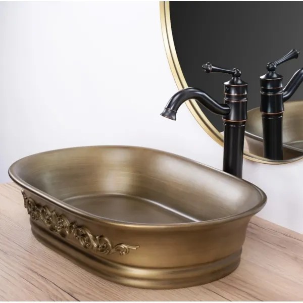 REA-U3305 -  Lavabo da appoggio WILMA RUSTIC 38x55 cm ceramica/rame