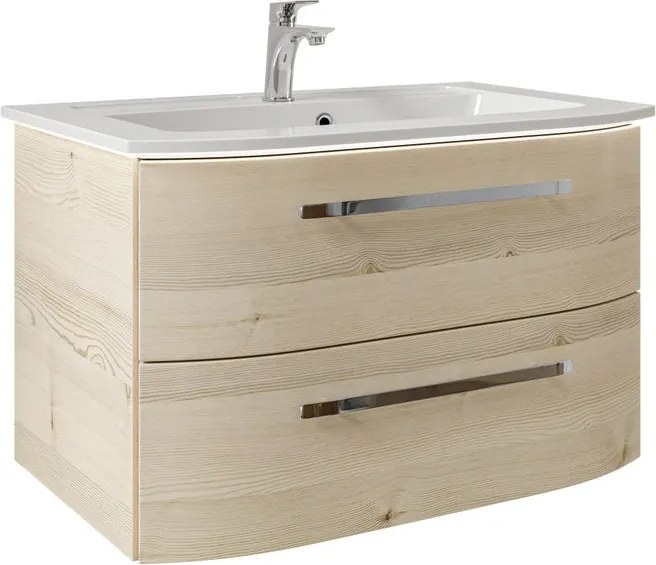 Mobile da bagno sospeso Contea di Peilpal L 78 x H 48 x P 49.5 cm pino polar, 2 cassetti