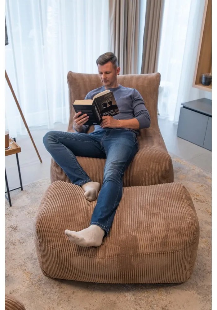 Puof a sacco marrone con rivestimento in bouclé Plus 100 Lounge – SLOWDOWN