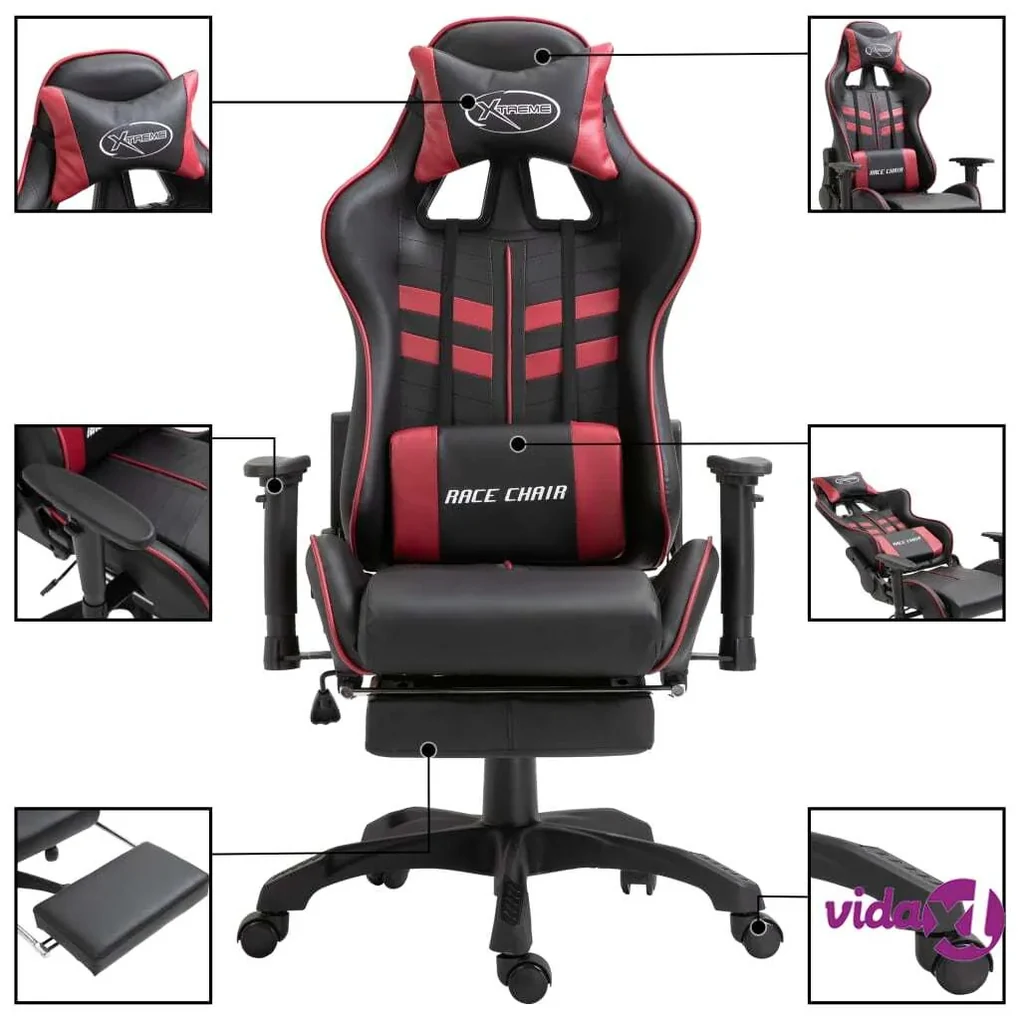 VidaXL Sedia da gaming girevole con poggiapiedi rossa in pvc Sedie Gaming 