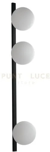 Applique a parete enoire nera e opale 3 luci attacco e14 14x14x90cm...