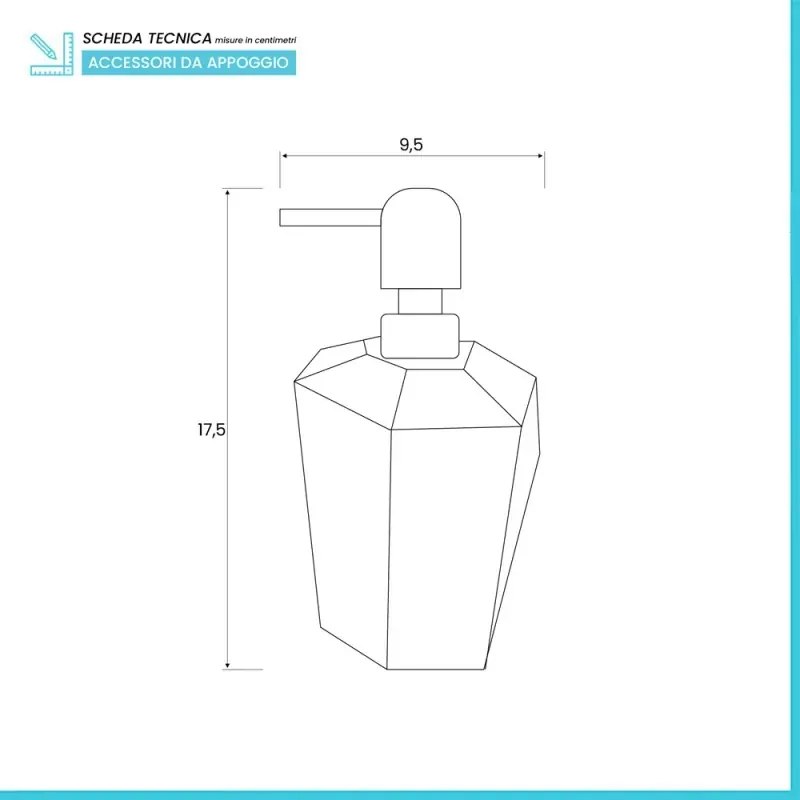 Dispenser Sapone Bianco Trasparente Forma a Diamante