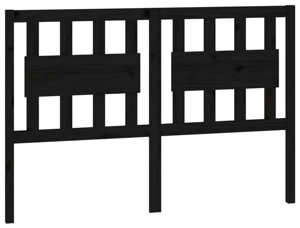 Testiera per letto nera 125,5x4x100cm in legno massello di pino