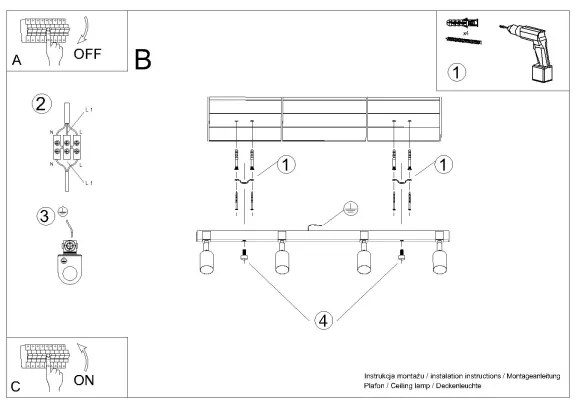 Sollux SL.1346 - Faretto FAGER 4xGU10/10W/230V nero