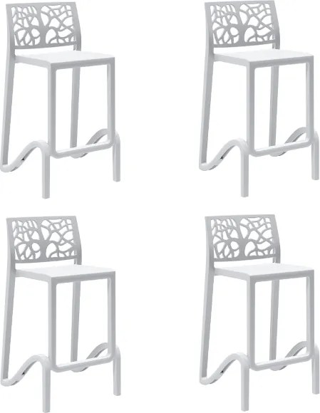 Sgabello bar alto H. seduta 65 cm con schienale TETI Bianco set 4 pezzi