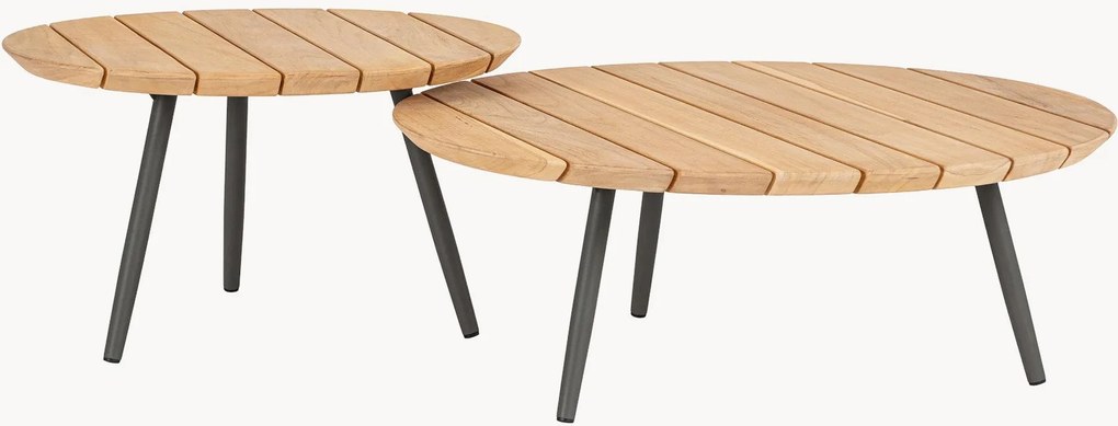 Set di 2 tavolini da giardino in legno di teak Ivissa