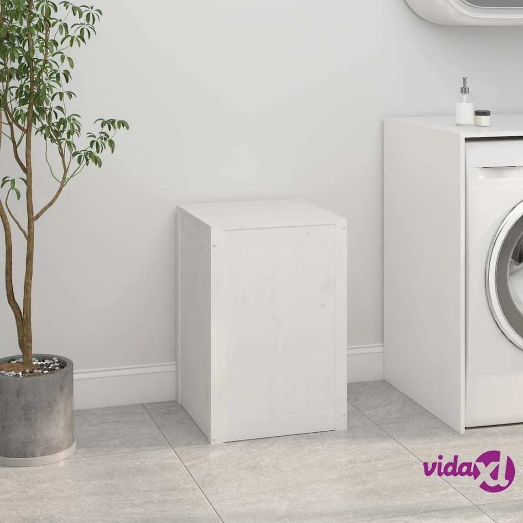 vidaXL Contenitore per Bucato Bianco 44x44x66 cm Legno Massello Pino