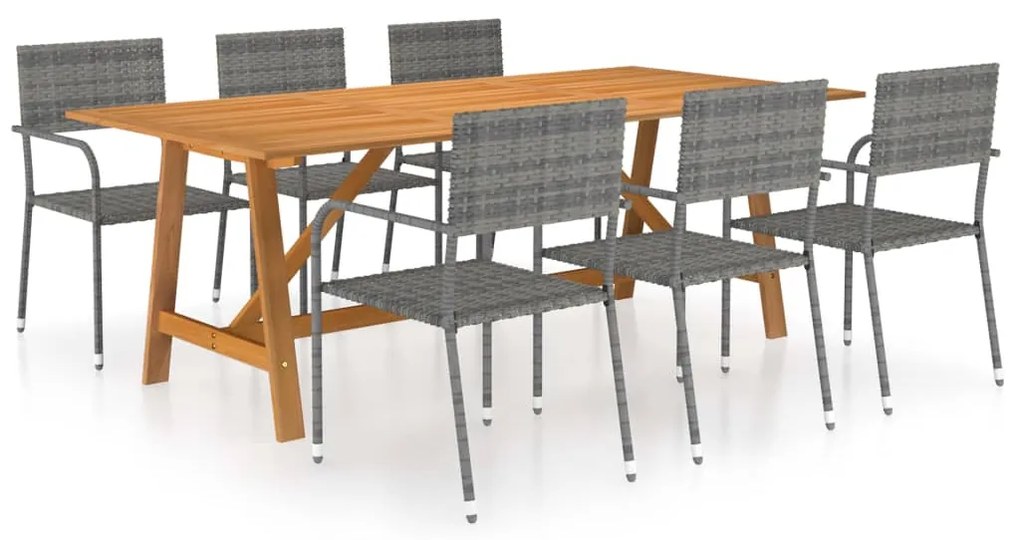 Set Mobili da Pranzo per Giardino 7 pz Grigio