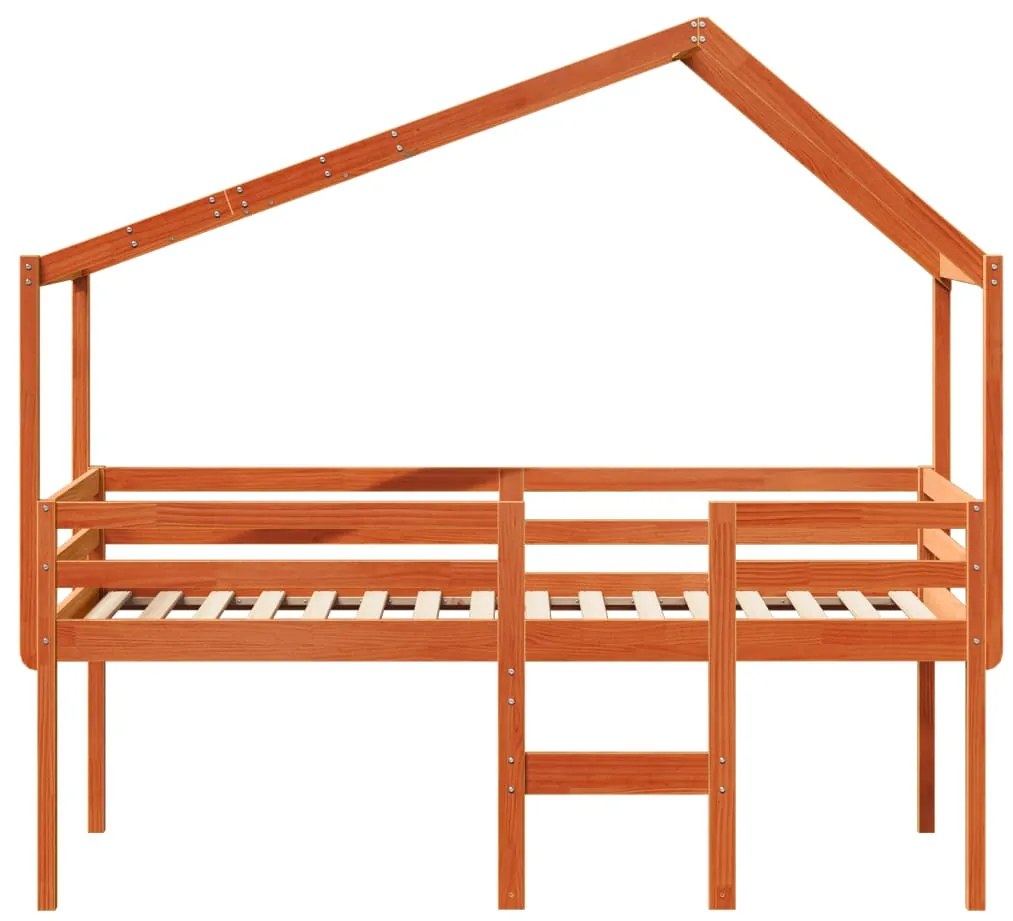 Letto a soppalco con tetto cera 75x190cm legno massello di pino