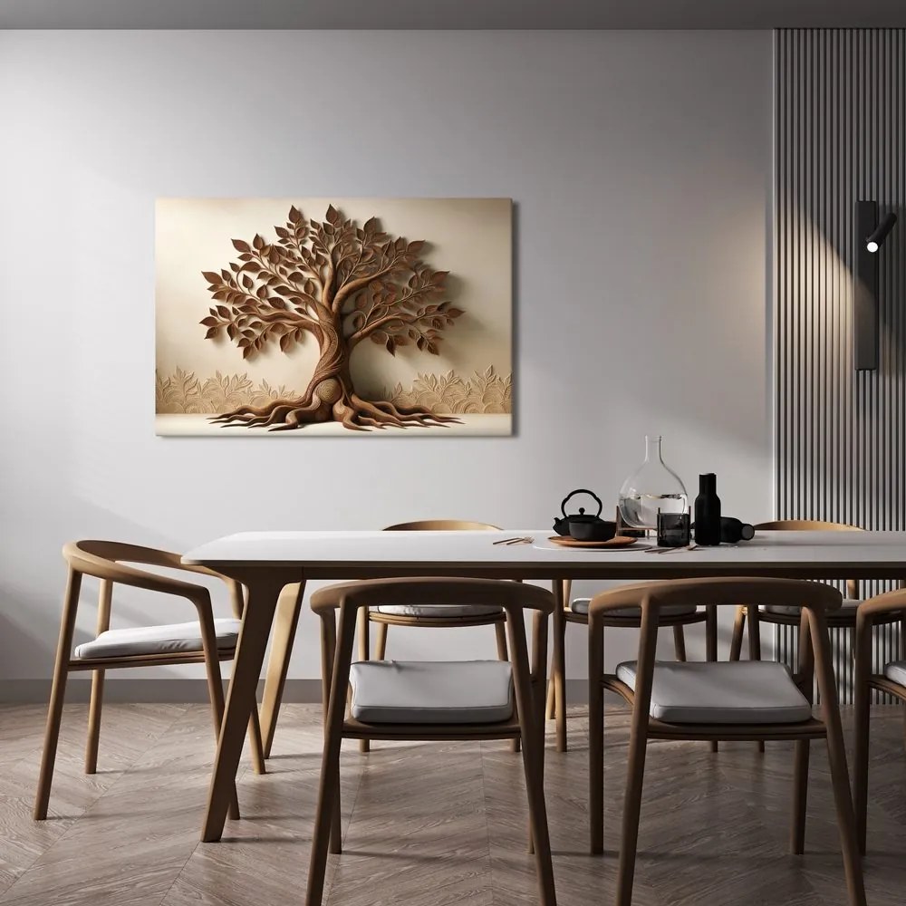 Quadro su tela – Albero della vita con foglie e radici