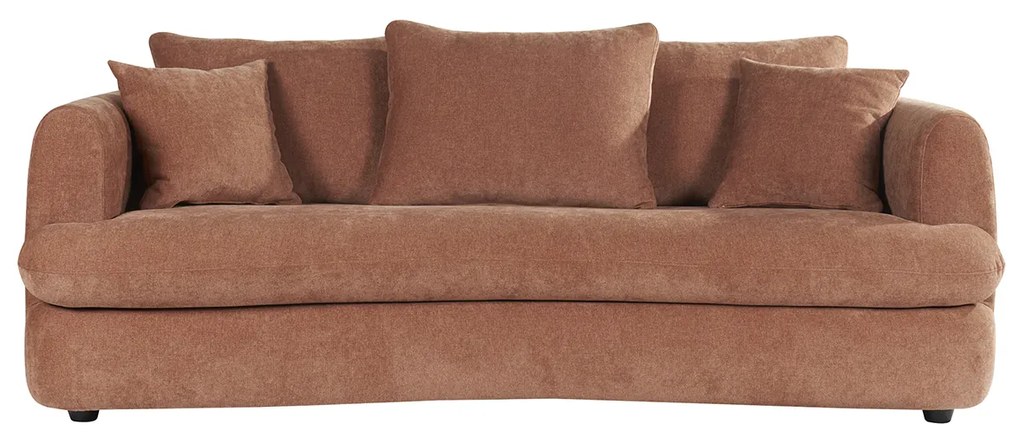 Divano letto sfoderabile 3-4 posti forma a fagiolo in tessuto effetto velluto color terracotta SACHA