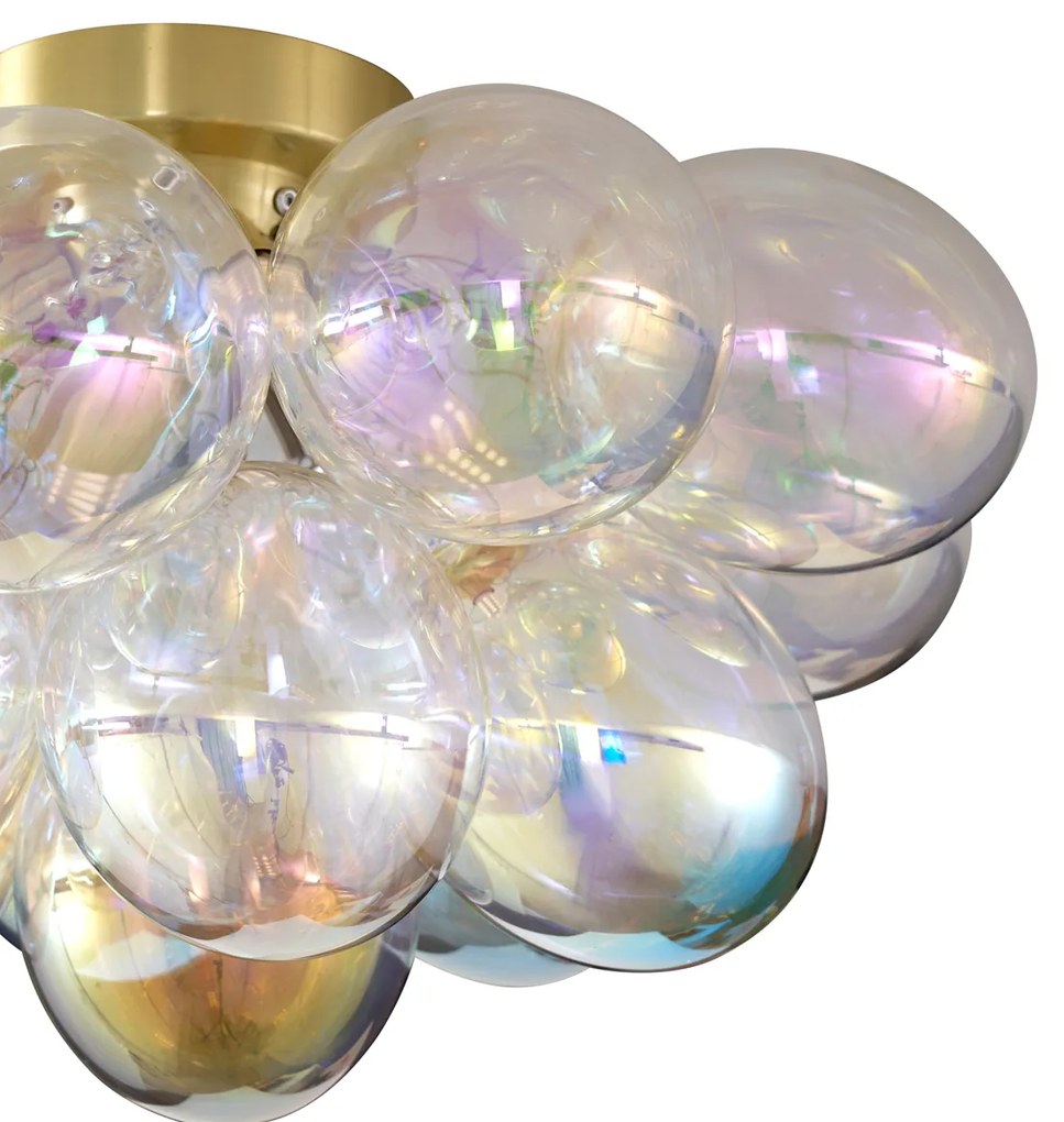 Lampada da soffitto di design in ottone con vetro arcobaleno 4 luci - Uvas