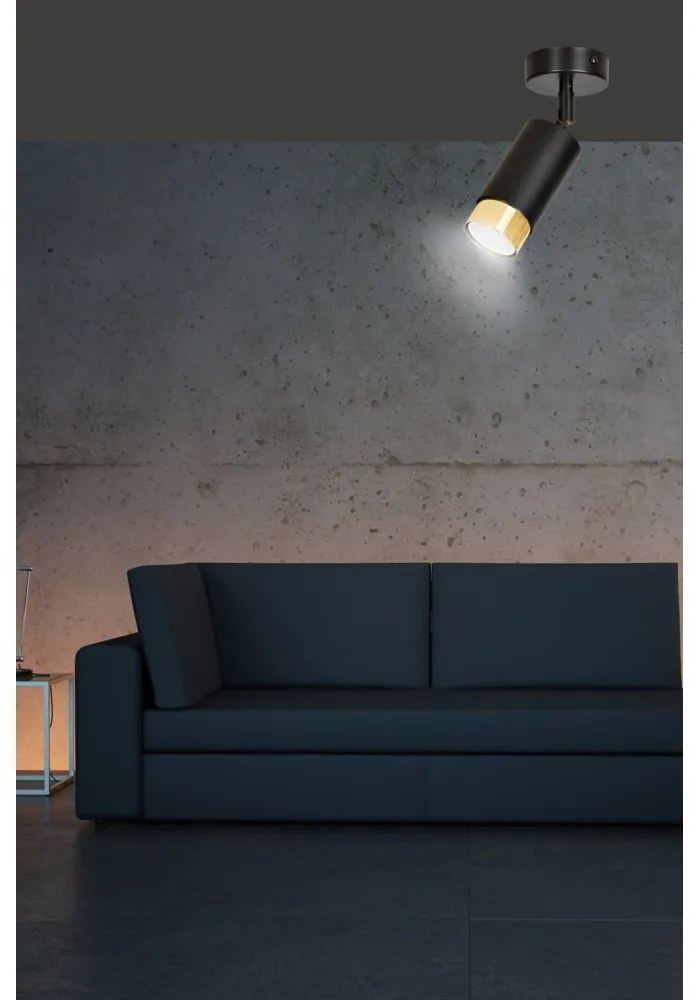 Lampada da soffitto e parete in Acciaio HIRO GU10 Colore del corpo Nero e Oro