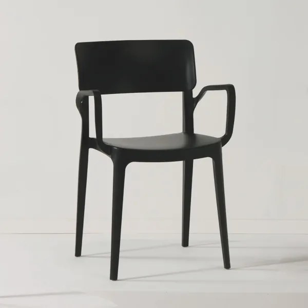 Sedia da giardino impilabile con braccioli - PAOLA Nero 1 pezzo