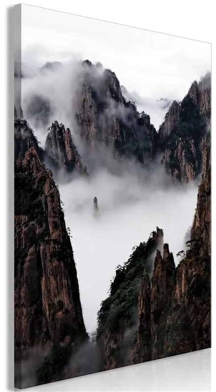 Quadro Fog Over Huang Shan (1 Part) Vertical  Colore bianco e nero, Dimensioni e Misure 40x60