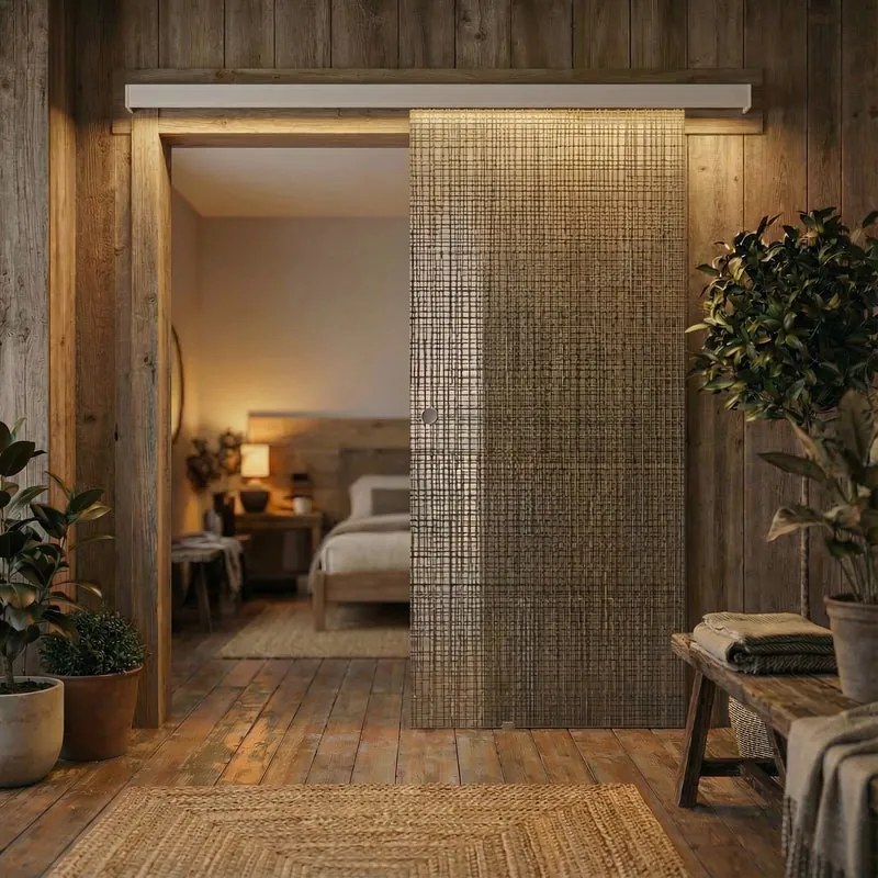 Porta scorrevole destra Canapa in vetro grigio, L 88 x H 215 cm, con binario Meli