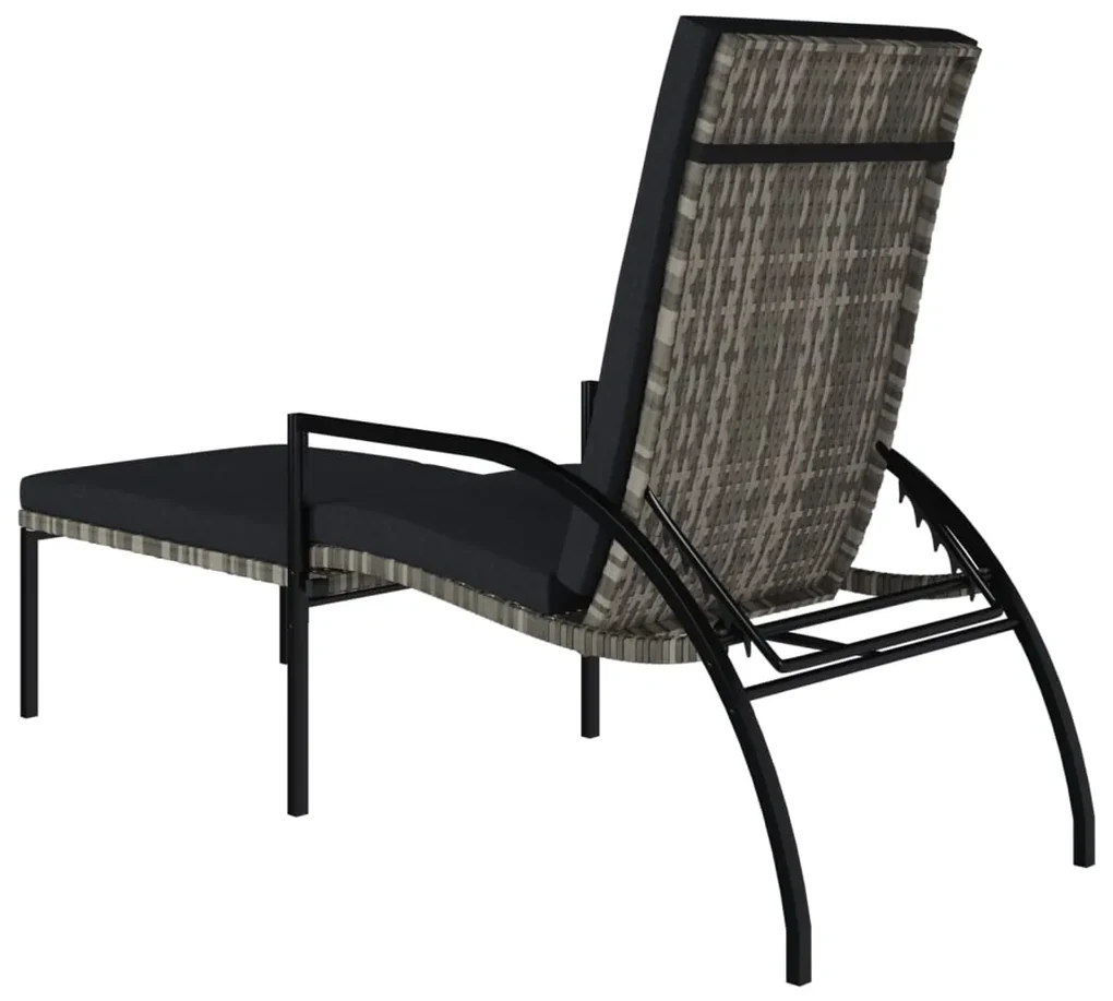 Lettino prendisole con poggiapiedi in rattan pe grigio