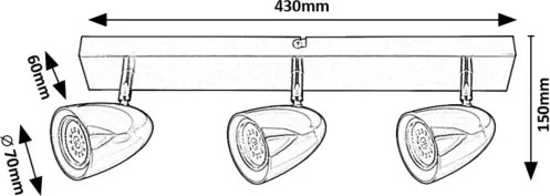 Rabalux 73019 - Faretto PERICO 3xGU10/5W/230V nero