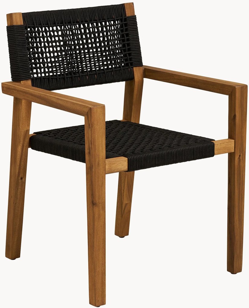 Set di 2 sedie da pranzo da giardino in legno di acacia con braccioli Anzio