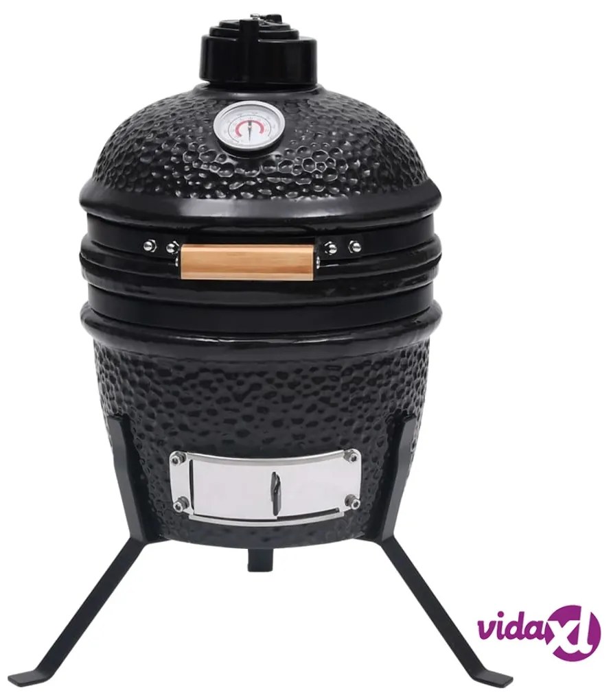 vidaXL Barbecue Affumicatore 2 in 1 Kamado in Ceramica 56 cm Nero