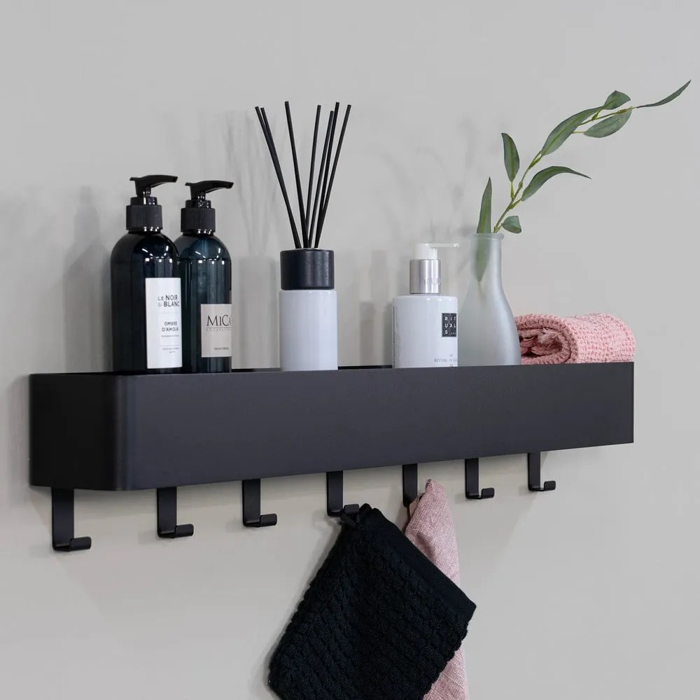 Mensola da bagno da parete nera in acciaio Multi – Spinder Design