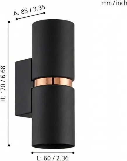 Eglo 95371 - Applique da parete LED PASSA 2xGU10-LED/4W/230V