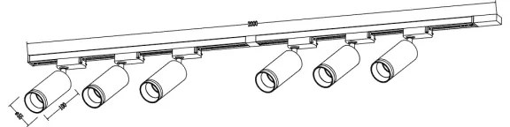 Faretto per sistema a binario PIPE 6xGU10/10W/230V, bianco