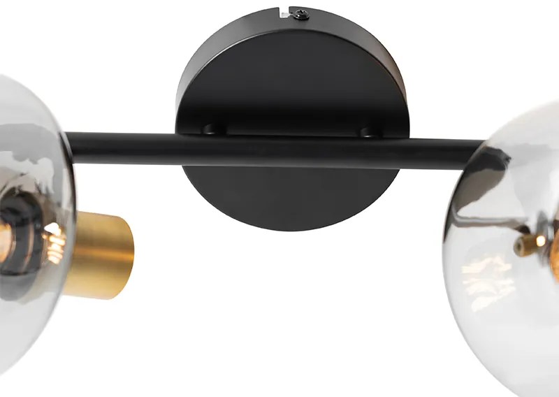 Faretto da soffitto nero con oro e vetro fumé 2 luci - Zuzanna