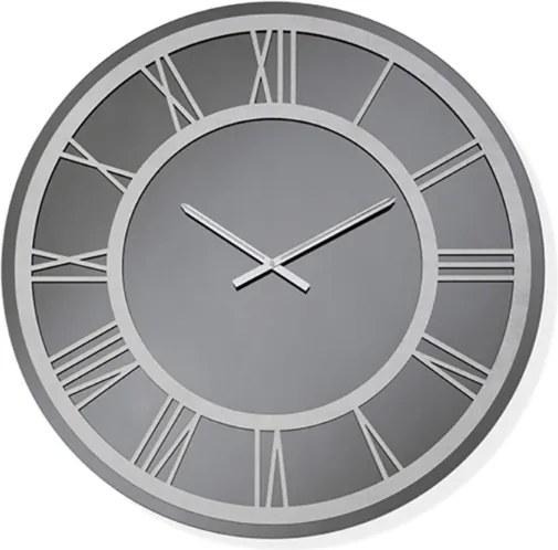 Orologio ETHAN rotondo D80 cm in cristallo Fumč e numeri Argento