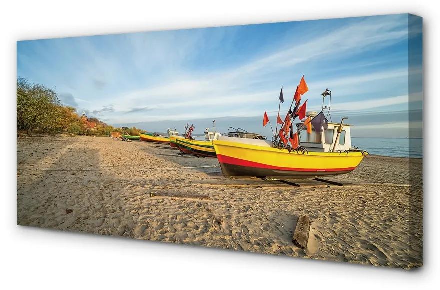 Stampa quadro su tela Barca sulla spiaggia di Darńsk Sea 100x50 cm