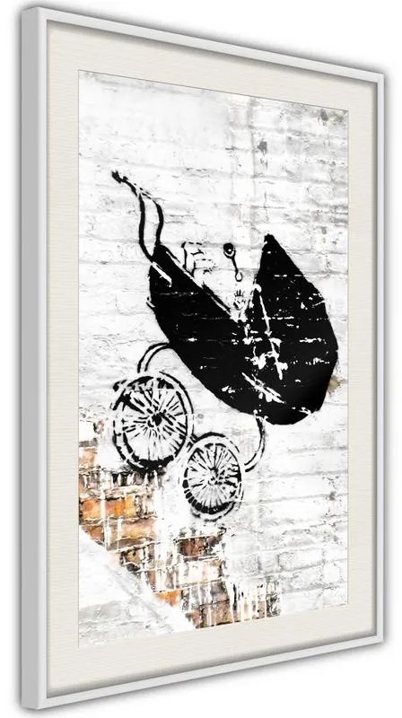 Poster  Banksy: Baby Stroller  Cornice Quadri Cornice nera con pass-partout, Larghezza x Altezza Home decor 30x45