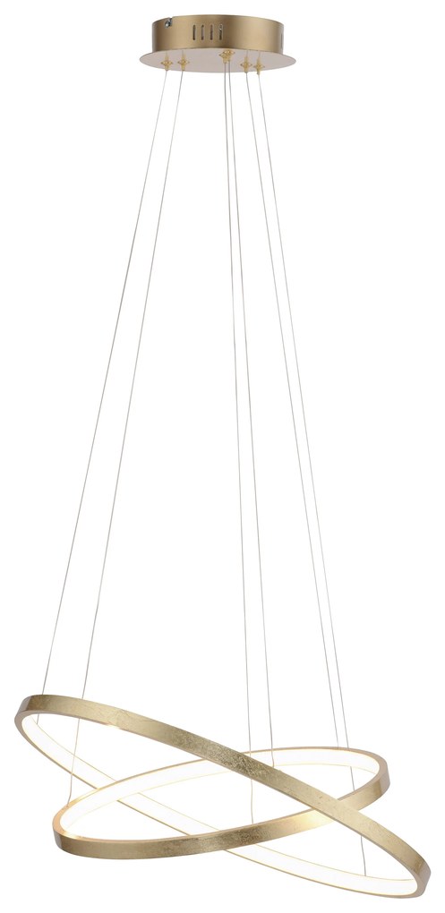 Lampada a sospensione moderna con anello dorato incl. LED - Anella Duo