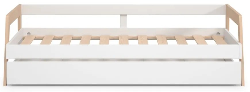 Letto da bambini estraibile bianco in pino massiccio con contenitore con rete inclusa 90x200 cm Carrie – Marckeric