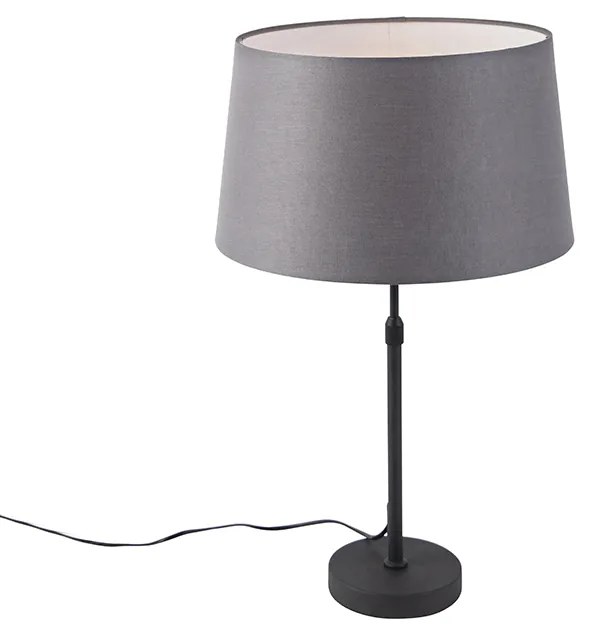 Lampada da tavolo nera con paralume in lino grigio 35 cm regolabile - Parte
