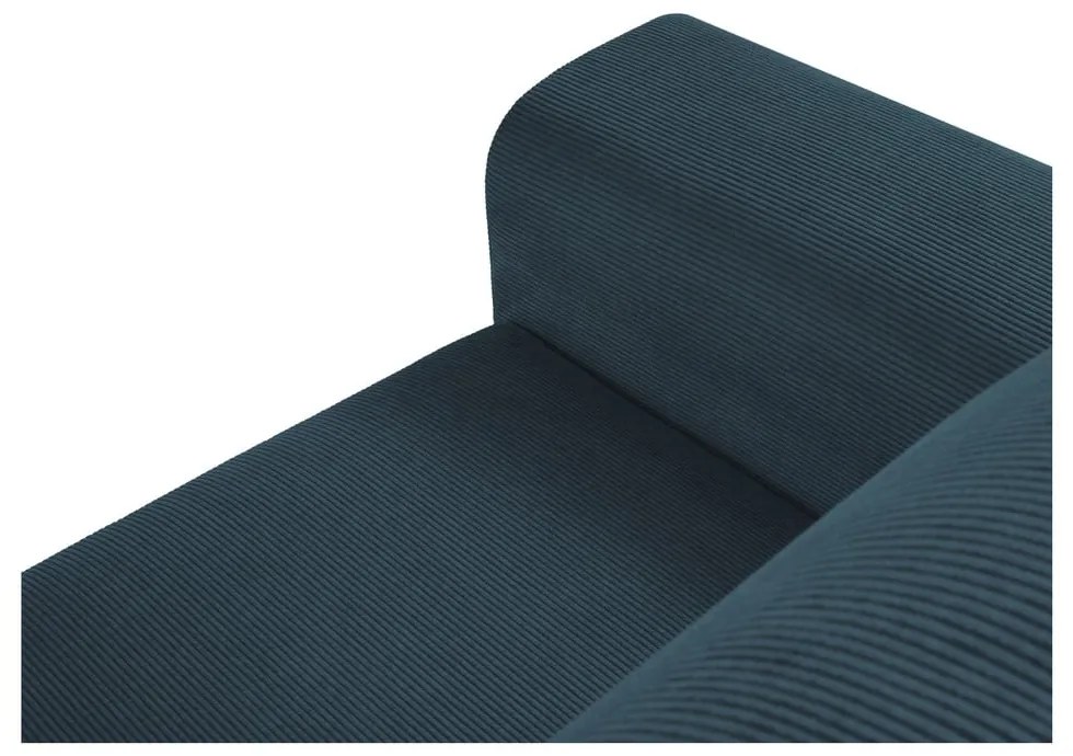 Divano angolare blu scuro allungabile e con contenitore (con penisola a destra/con chaise lounge) con rivestimento in velluto a coste Kyoto – Cosmopolitan Design