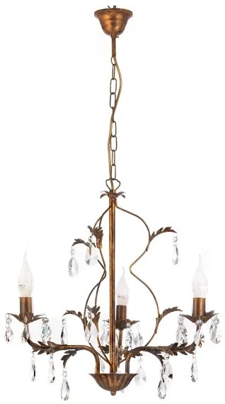 ONLI - Lampadario a sospensione con catena TERESA 3xE14/6W/230V bronzo