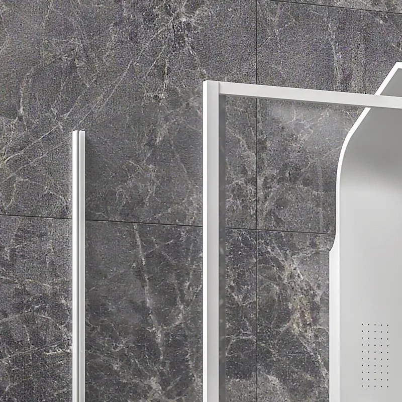 Kamalu - Cabina doccia 3 lati 80x140x80 scorrevole  telaio bianco | KLA-4000N