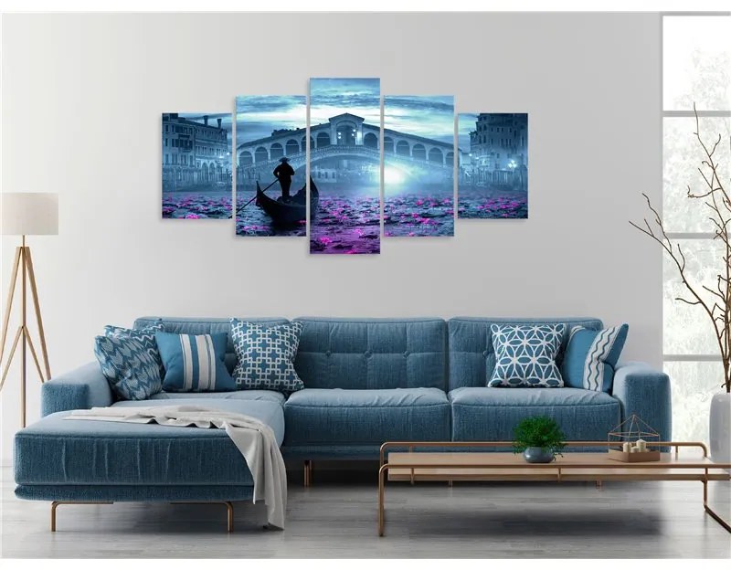 Quadro Magic Venice (5 Parts) Wide Blue  Colore Rosa, Dimensioni e Misure 100x50