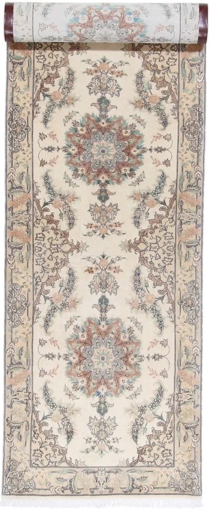 Tabriz Tappeto persiano 90 x 380 Verde (Iran) Annodato A Mano