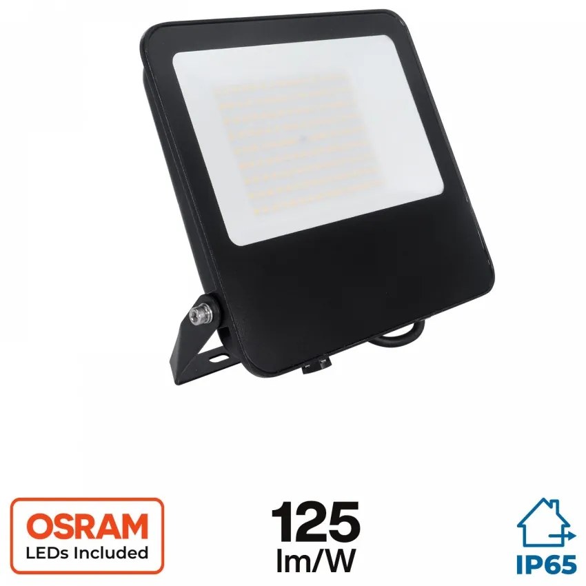 Faro LED 100W IP65, 125lm/W - chip LED OSRAM Black Colore  Bianco Caldo 2.700K