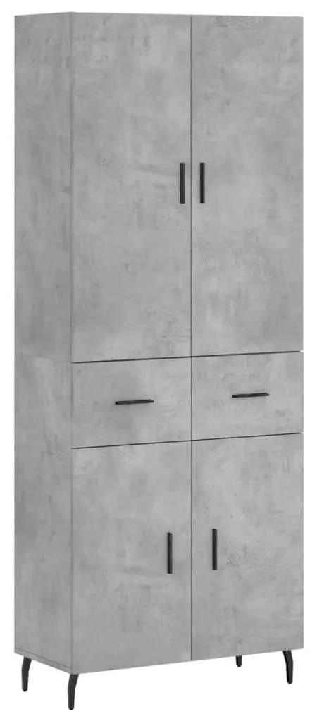 Credenza Grigio Cemento 69,5x34x180 cm in Legno Multistrato