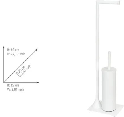 WENKO 26072100 - Scopino WC HELLA 15x69 cm bianco